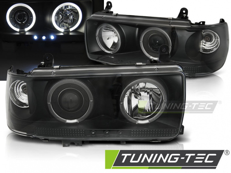 Upgrade Angel Eyes Scheinwerfer für Toyota Land Cruiser FJ80 90-97 schwarz